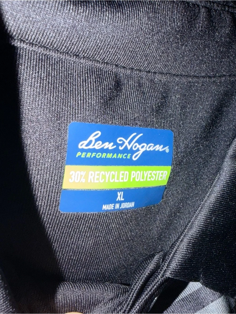 Hogan Men's Black Polo with Gray Gradient Stripe Yoke